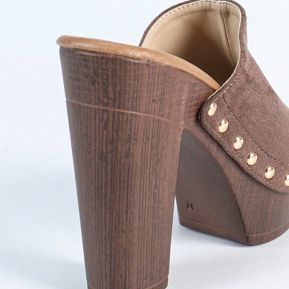Dark Brown Women's chunky platform High Heel Sandals - Picture 8 of 9